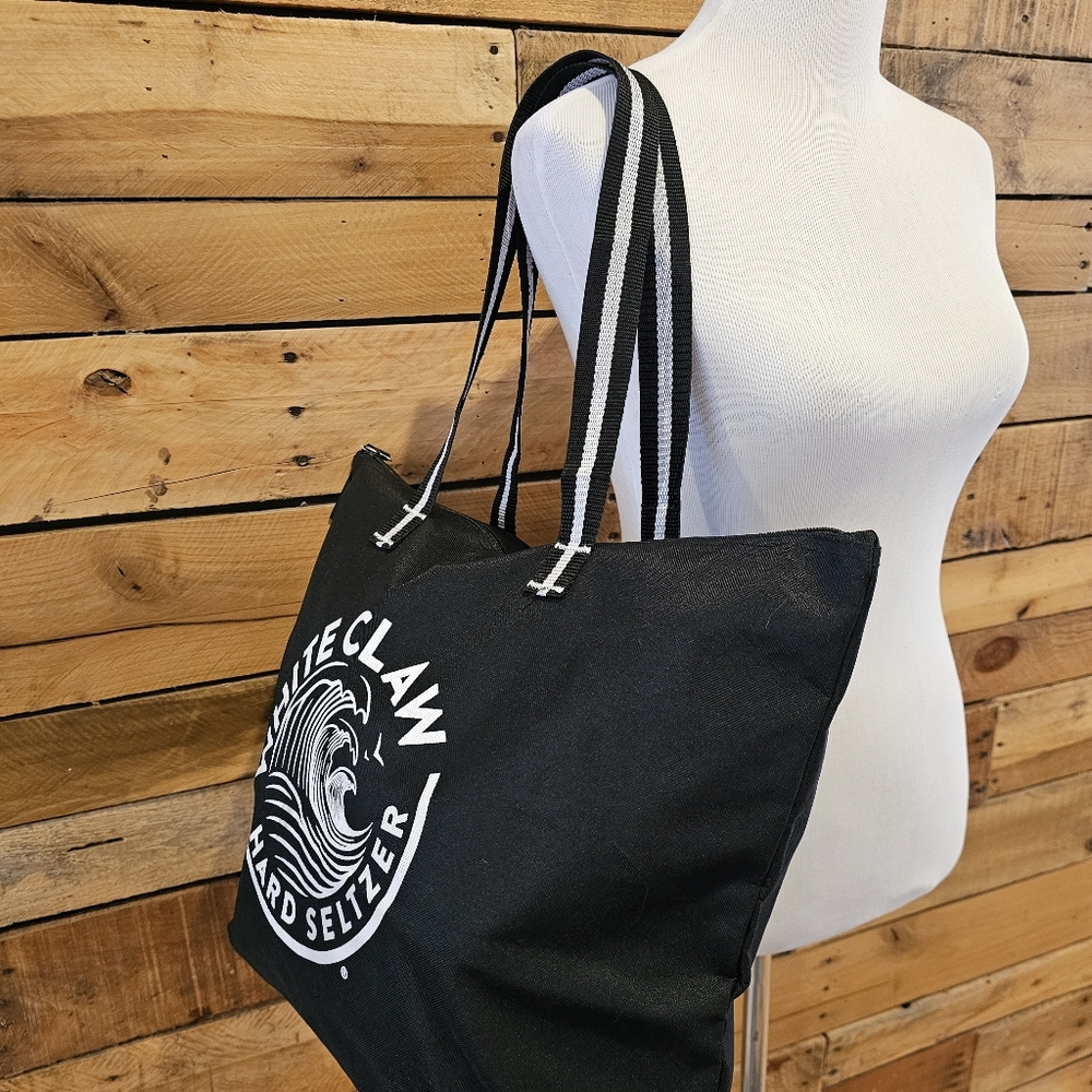 White Claw Black Nylon Zippered Tote Bag - Picture 3 of 9